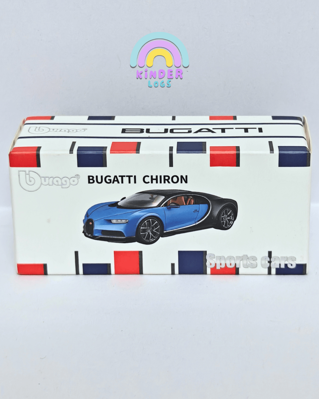 1:64 Bburago Bugatti Chiron Supercar - Blue (Imported) - Kinder Logs