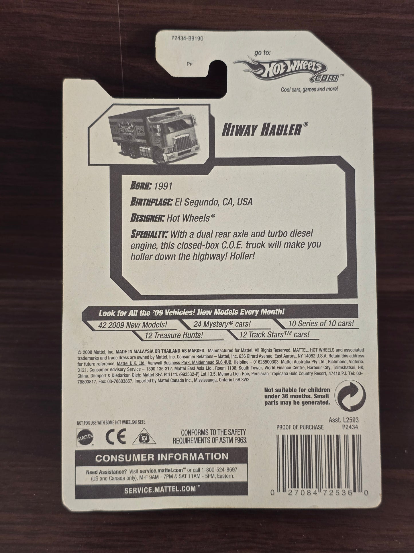 Hot Wheels Hiway Hauler - Blue (2008 Imported Card)
