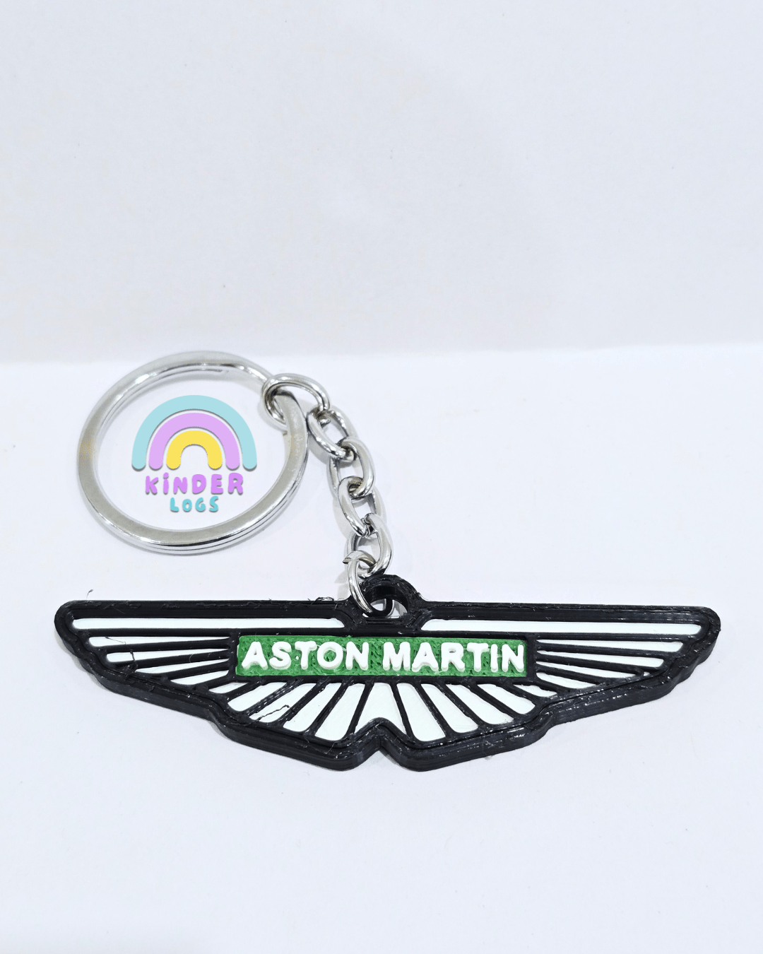 3D - Printed Aston Martin Logo Key Chain - Kinder Logs