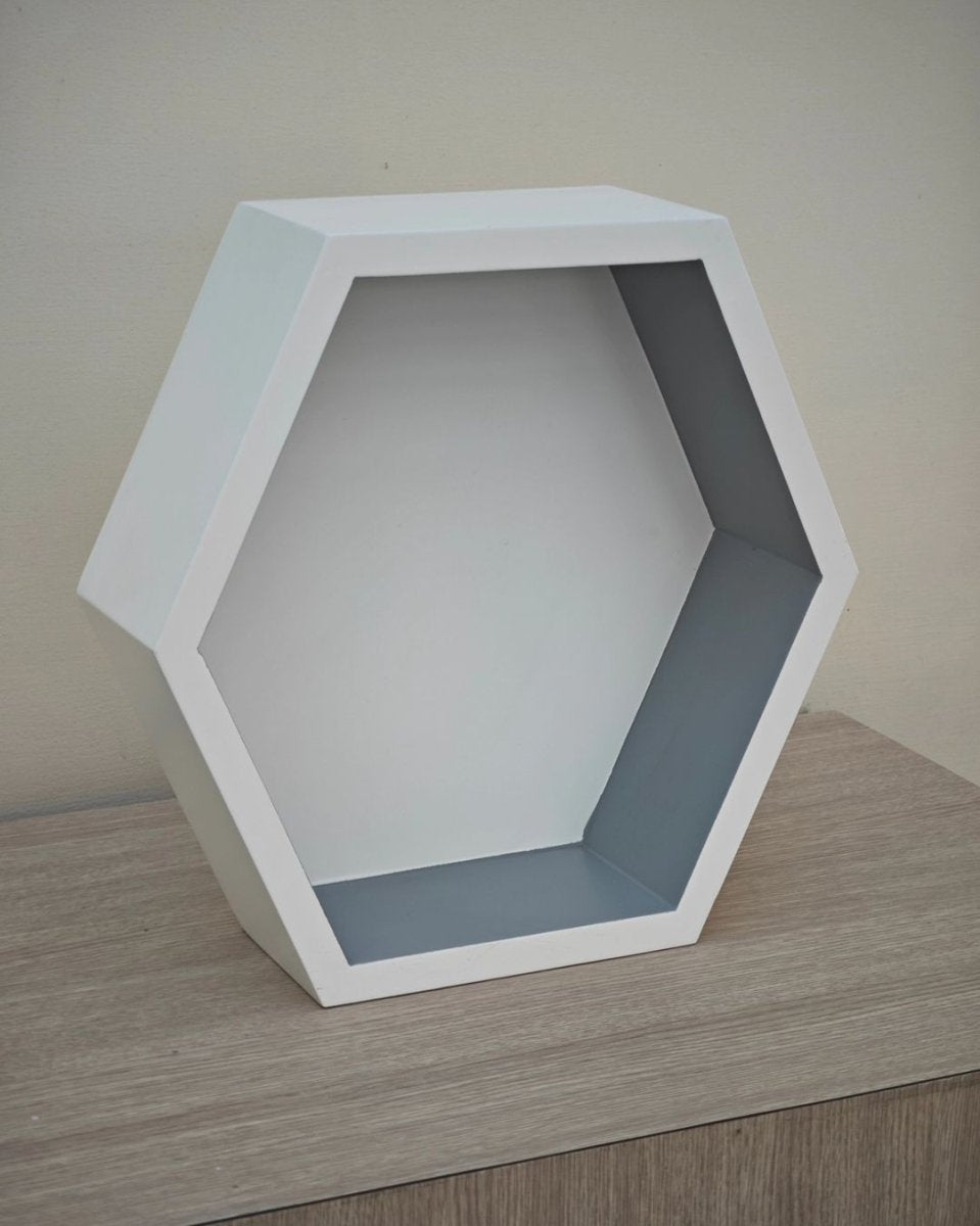 Asymmetrical Wall - Hanging Hexagon - Matte Grey + White - Kinder Logs