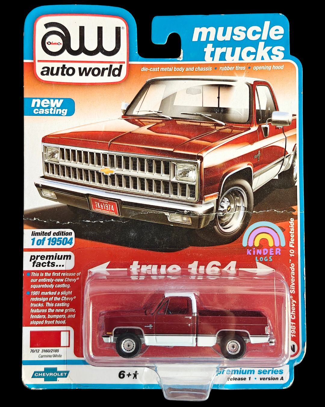 Auto World 1981 Chevy Silverado 10 Fleetside (Creased Card) - Kinder Logs