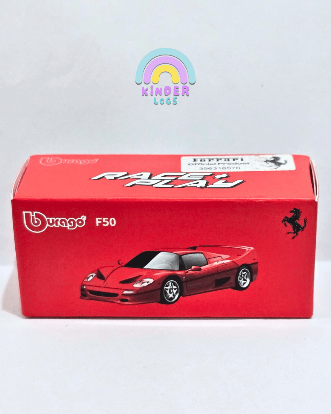 Bburago Ferrari F50 1/64 - Red (Uncarded With Box) - Kinder Logs