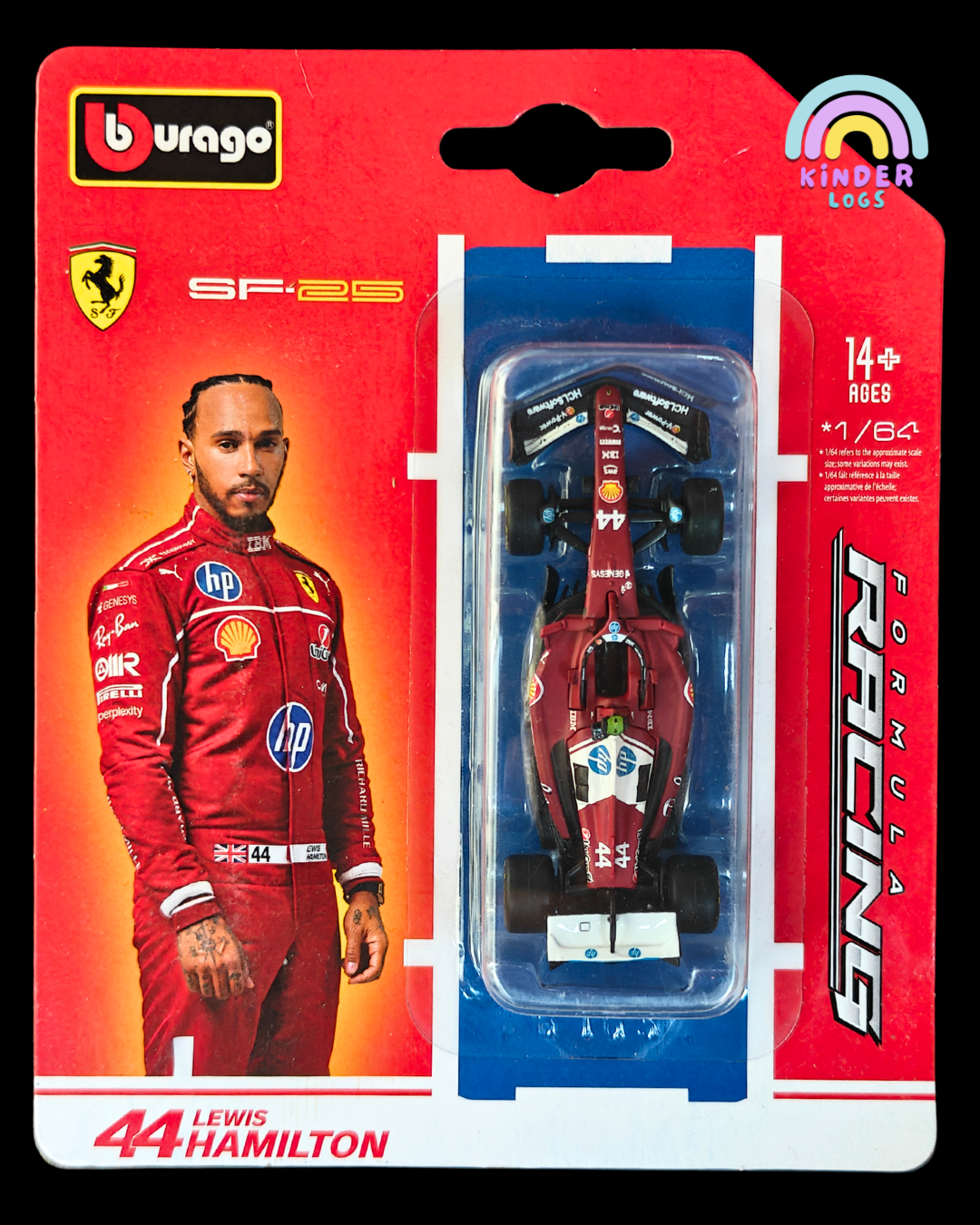 Bburago Ferrari SF25 Lewis Hamilton 44 Formula Racing Car (Imported) - Kinder Logs