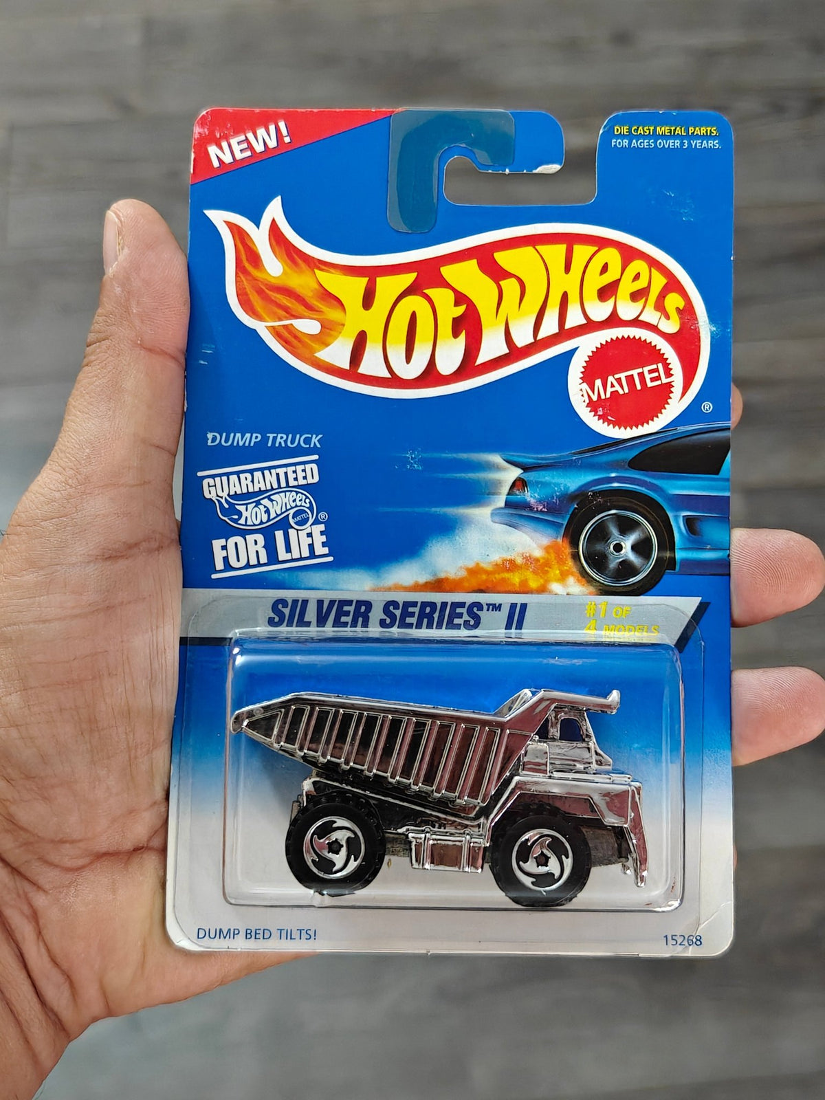 Blue Card Hot Wheels Dump Truck - Silver Series (Imported) - Kinder Logs