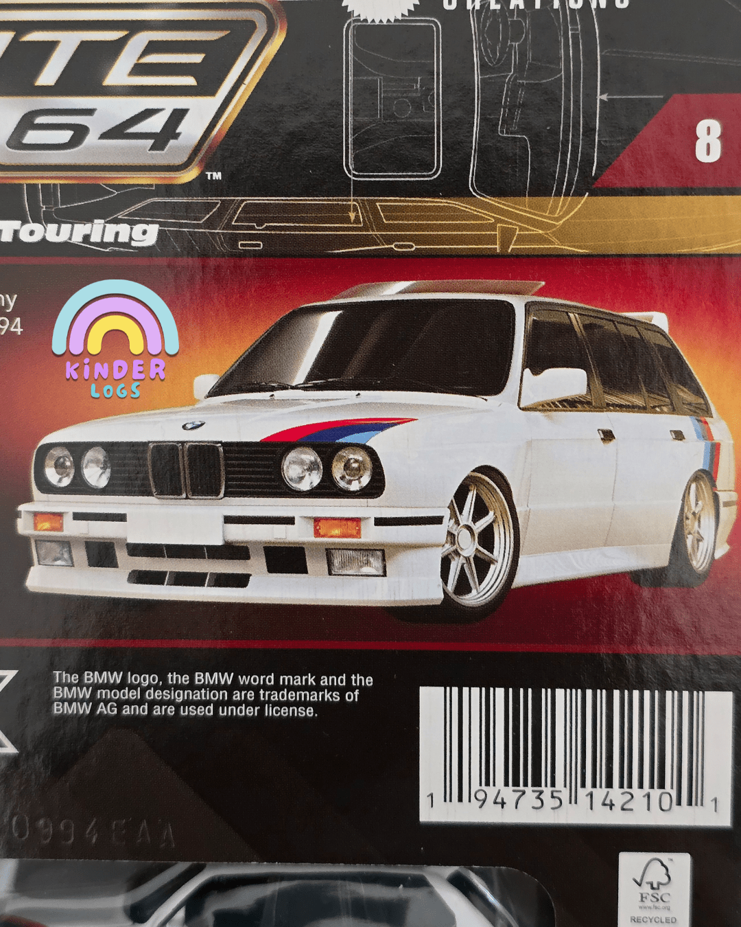 Elite64 Hot Wheels 1990 BMW 318i Touring (Imported) - Kinder Logs