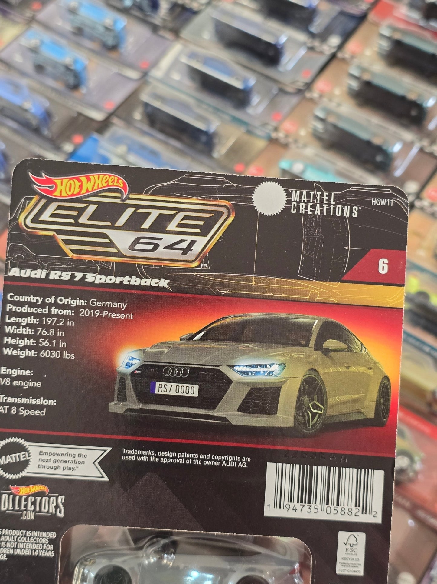 Elite64 Hot Wheels 2021 Audi RS 7 Sportback (Imported) - Kinder Logs