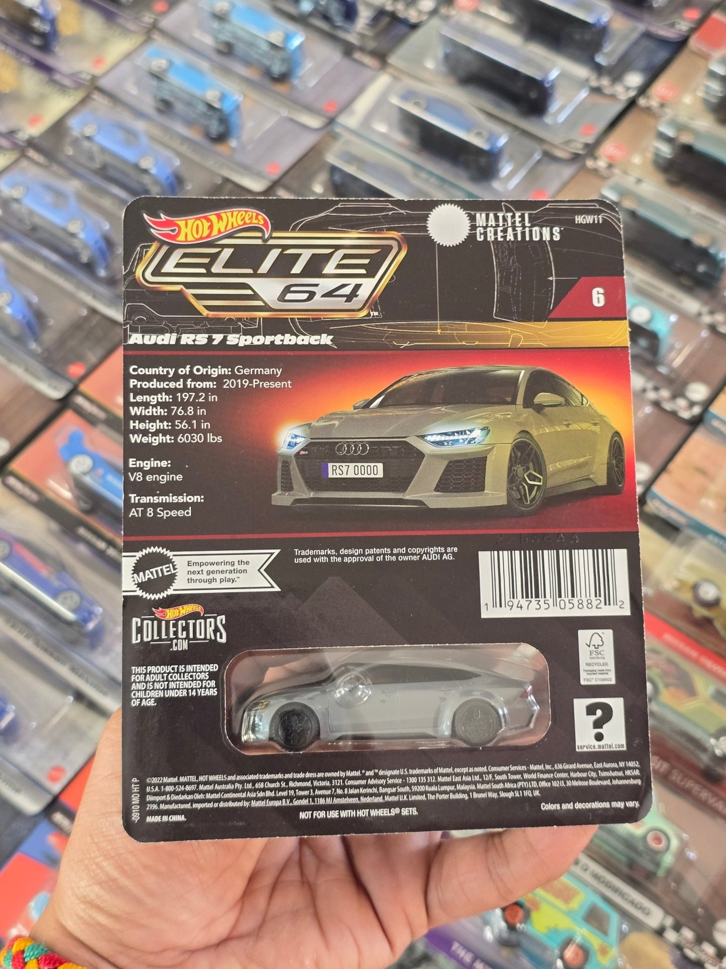 Elite64 Hot Wheels 2021 Audi RS 7 Sportback (Imported) - Kinder Logs