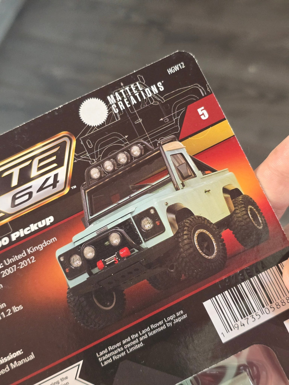 Elite64 Hot Wheels Land Rover Defender 90 Pickup - Green (Rare) - Kinder Logs