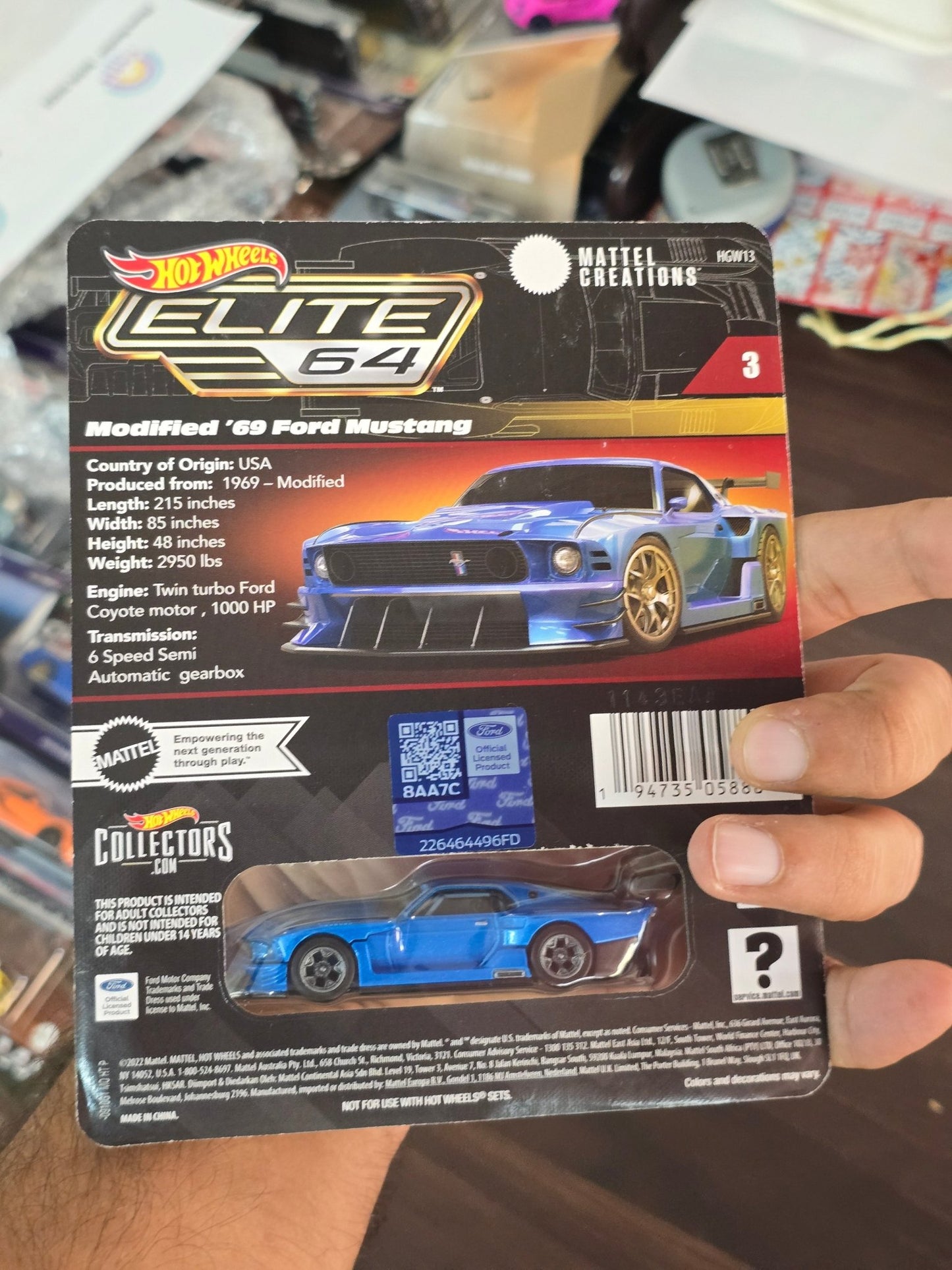 Elite64 Hot Wheels Modified 1969 Ford Mustang (Imported) - Kinder Logs