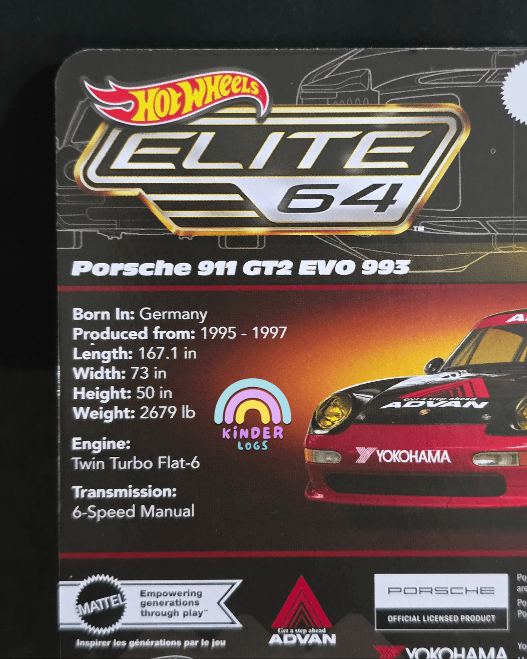 Elite64 Hot Wheels Porsche 911 GT2 EVO 993 (Imported) - Kinder Logs