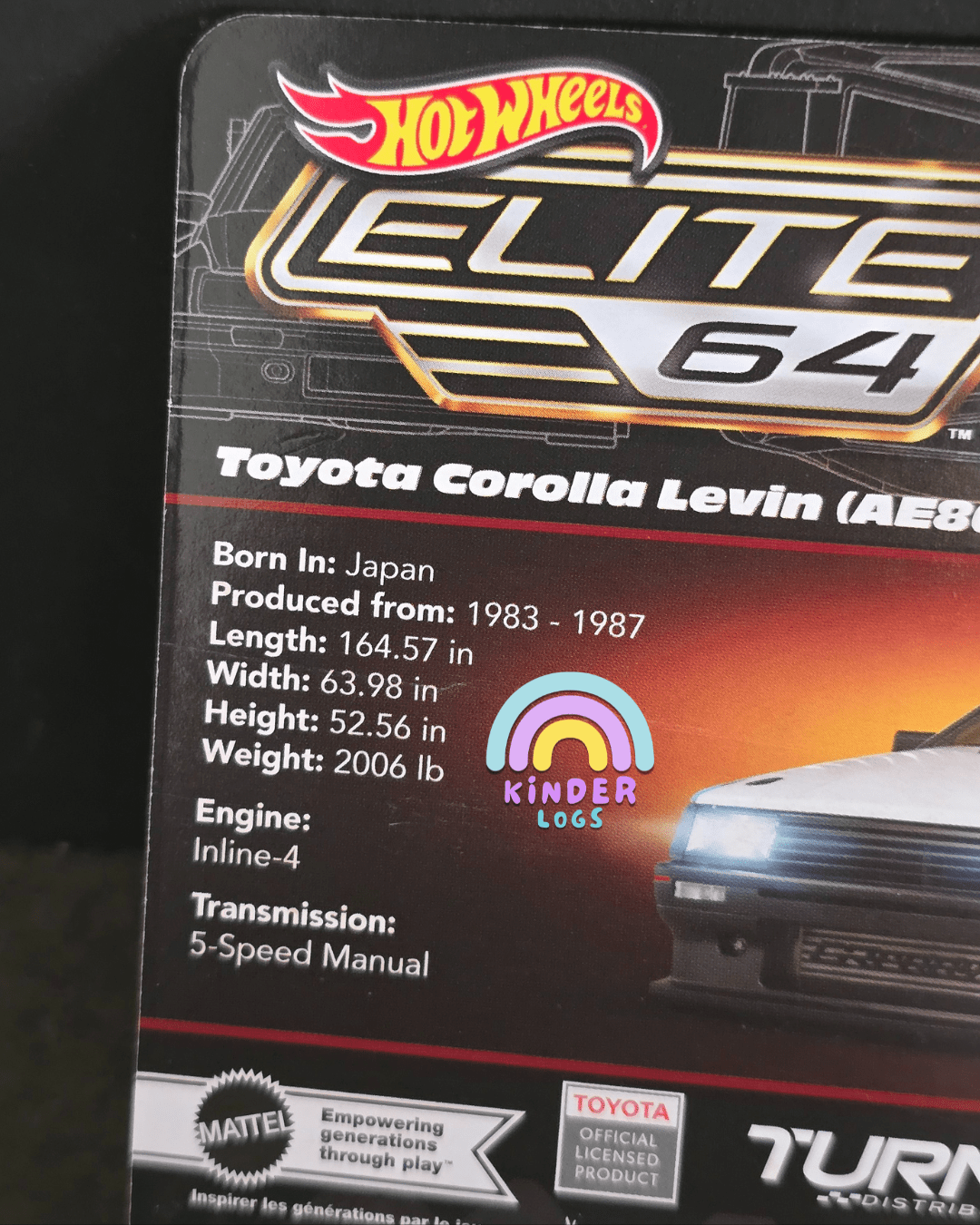 Elite64 Hot Wheels Toyota Corolla Levin AE86 Custom (Imported) - Kinder Logs