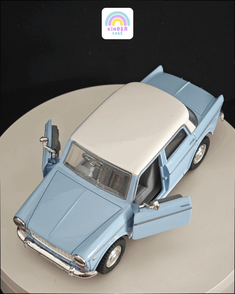 Fiat Premier Padmini Classic Car With Openable Doors (Blue) - Kinder Logs