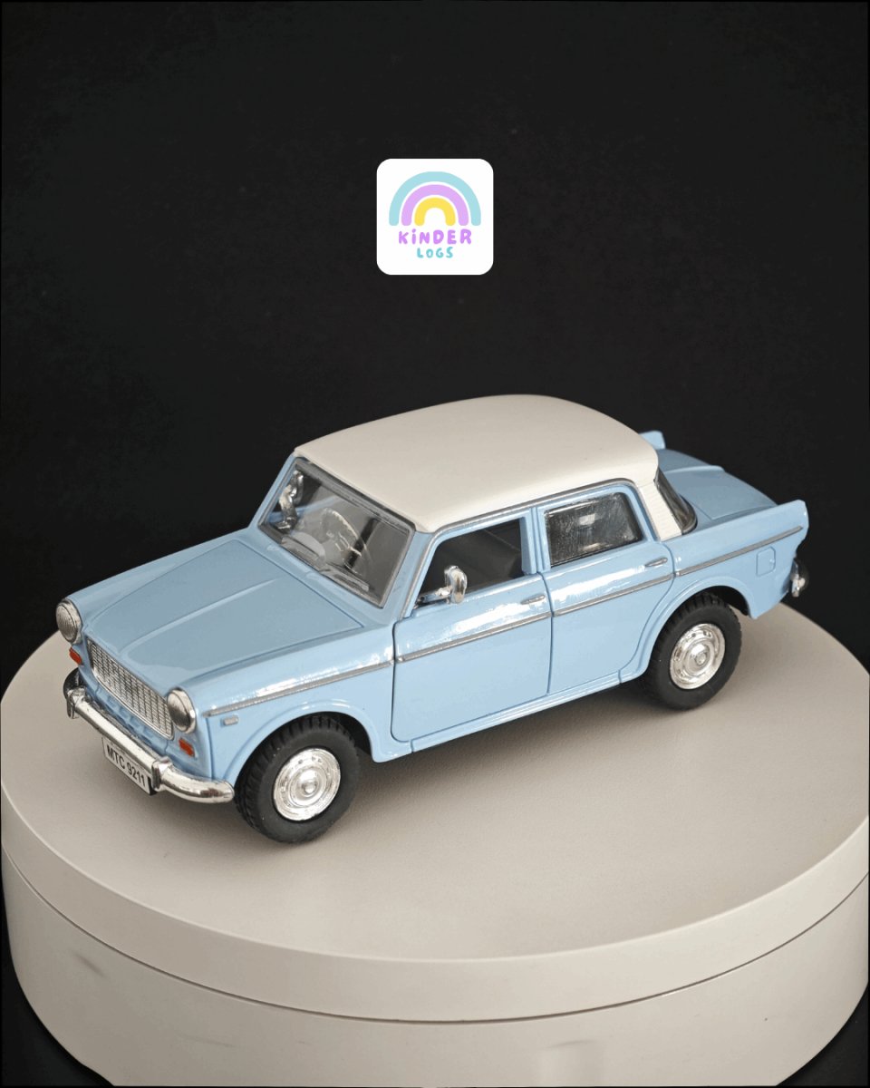 Fiat Premier Padmini Classic Car With Openable Doors (Blue) - Kinder Logs
