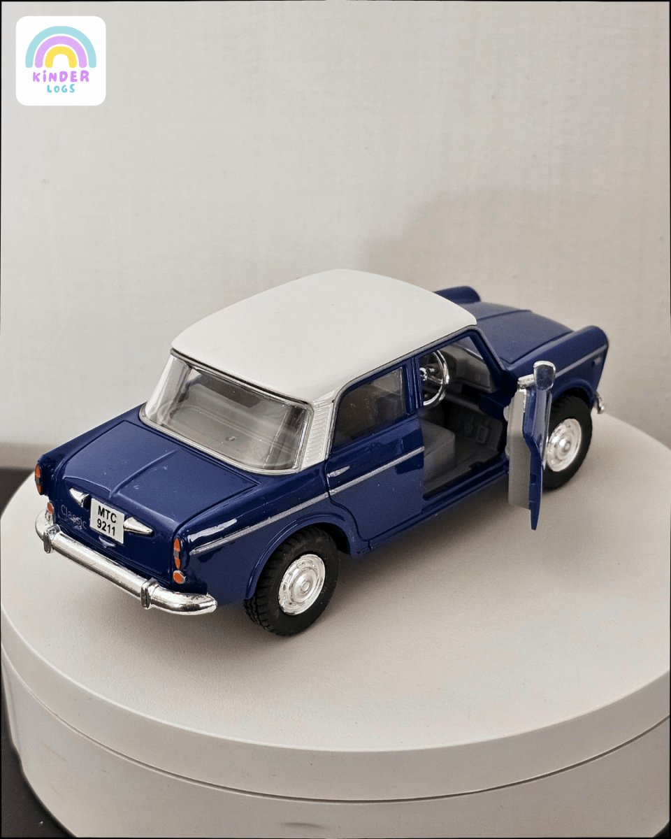 Fiat Premier Padmini Classic Car With Openable Doors (Dark Blue) - Kinder Logs