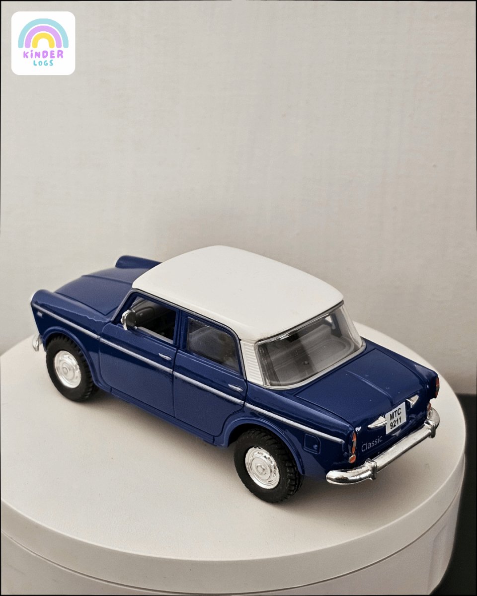 Fiat Premier Padmini Classic Car With Openable Doors (Dark Blue) - Kinder Logs