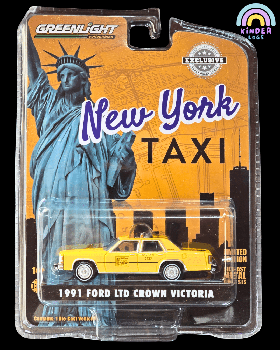 Greenlight 1991 Ford LTD Crown Victoria Taxi (Sealed Pack) - Kinder Logs