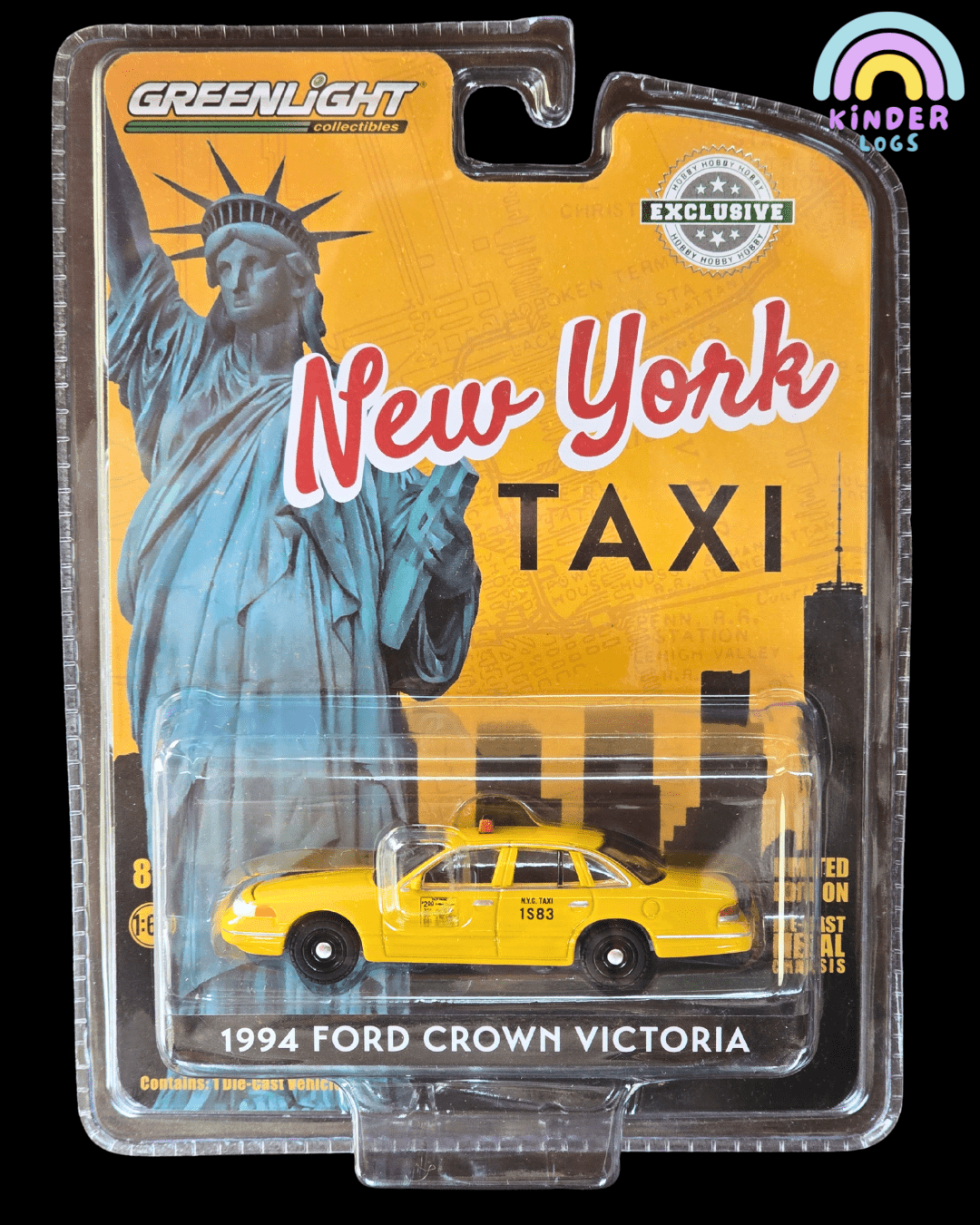 Greenlight 1994 Ford Crown Victoria New York Taxi (Sealed Pack) - Kinder Logs