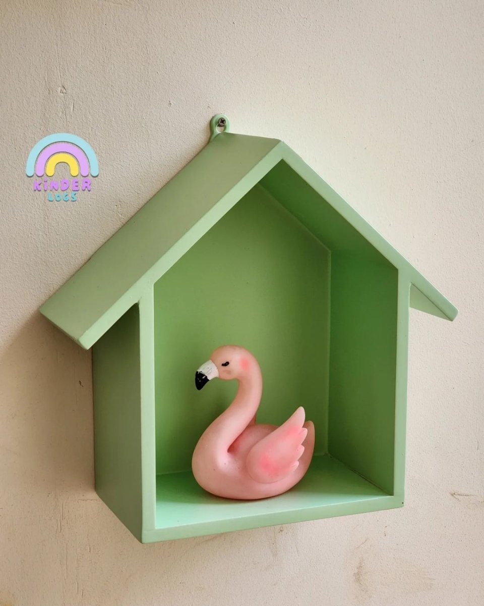 Handmade Hut - Shape Hanging Wall Shelf - Green 💚 - Kinder Logs