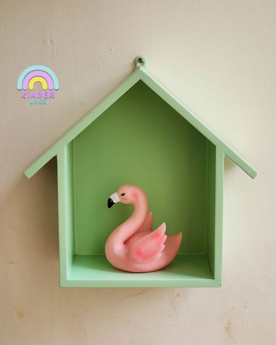 Handmade Hut - Shape Hanging Wall Shelf - Green 💚 - Kinder Logs