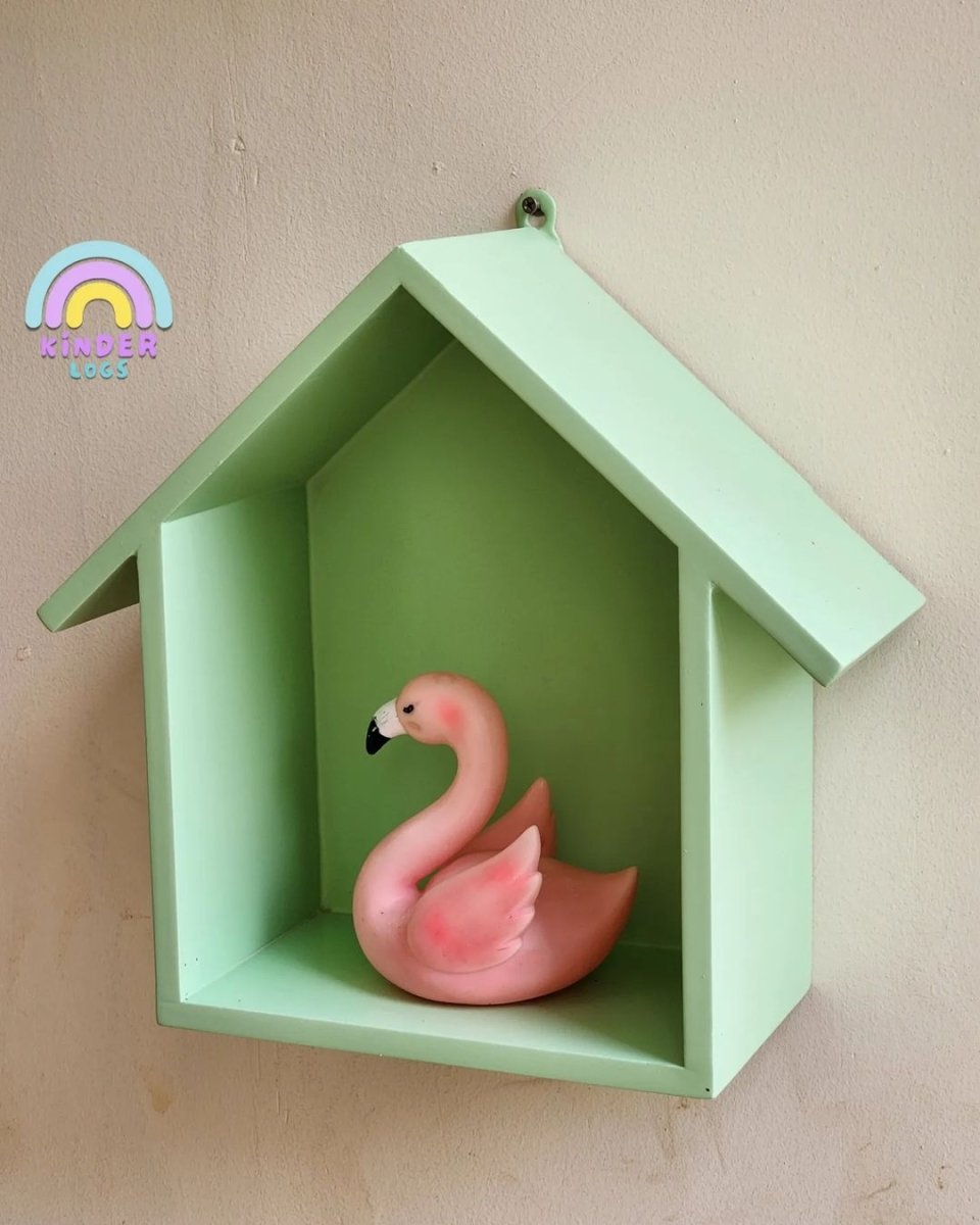 Handmade Hut - Shape Hanging Wall Shelf - Green 💚 - Kinder Logs