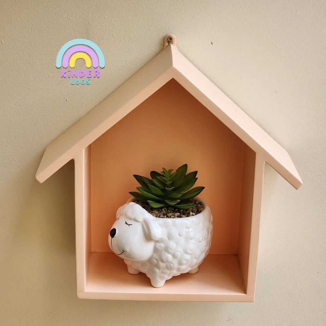 Handmade Hut - Shape Hanging Wall Shelf - Peach Shade - Kinder Logs
