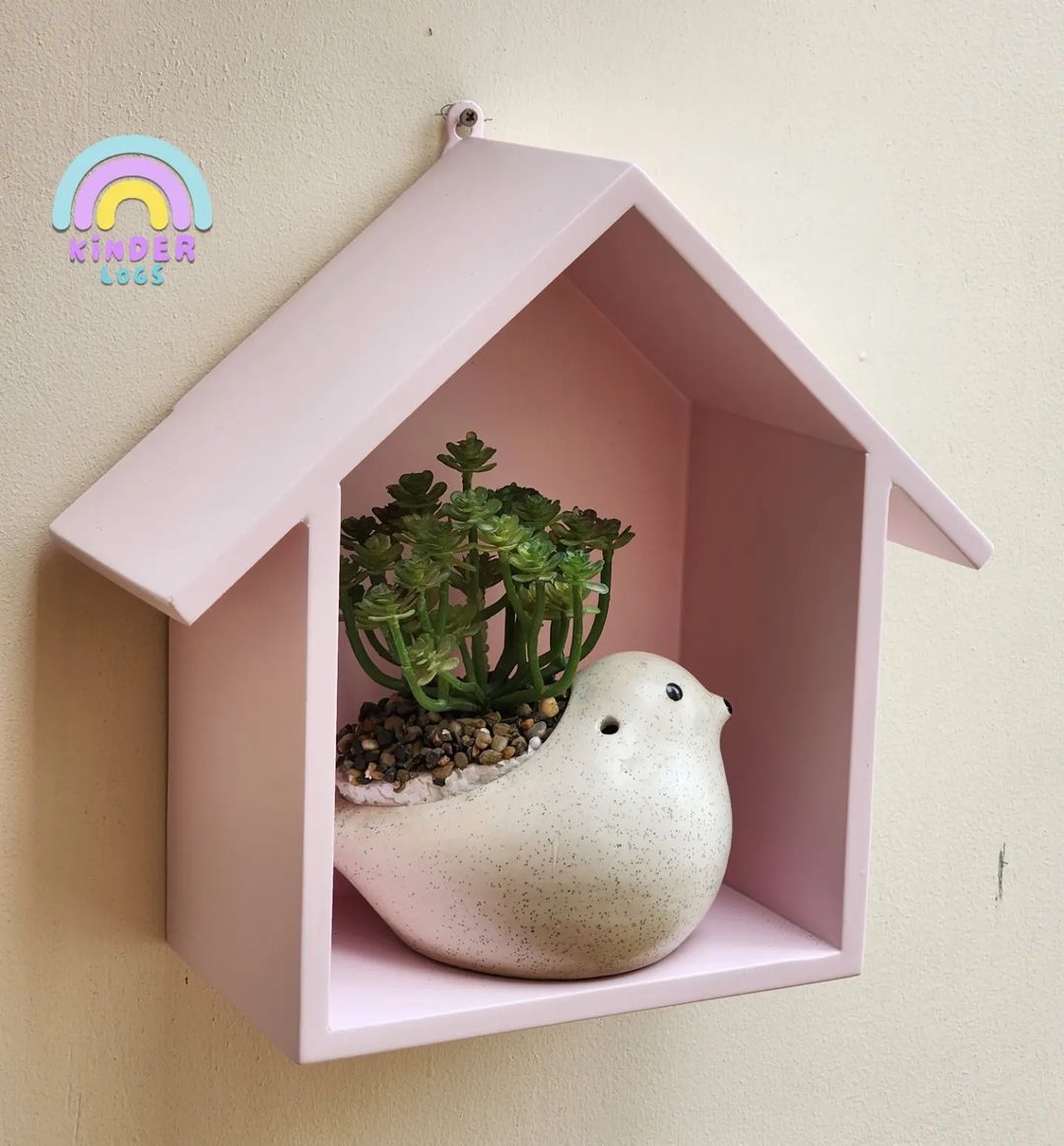 Handmade Hut - Shape Hanging Wall Shelf - Pink 🩷 - Kinder Logs