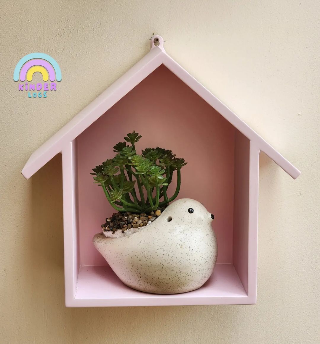 Handmade Hut - Shape Hanging Wall Shelf - Pink 🩷 - Kinder Logs