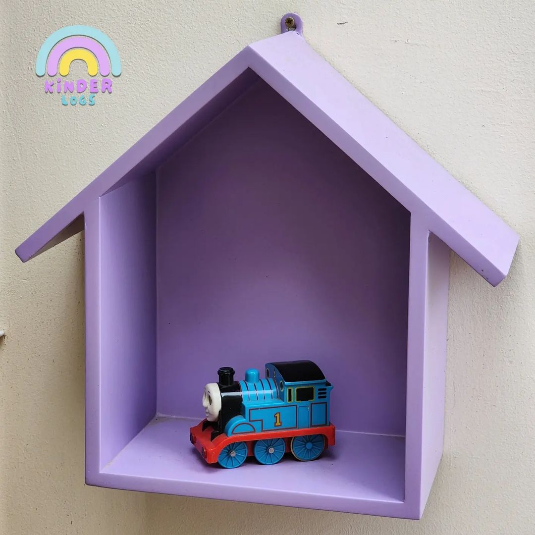 Handmade Hut - Shape Hanging Wall Shelf - Purple 💜 - Kinder Logs