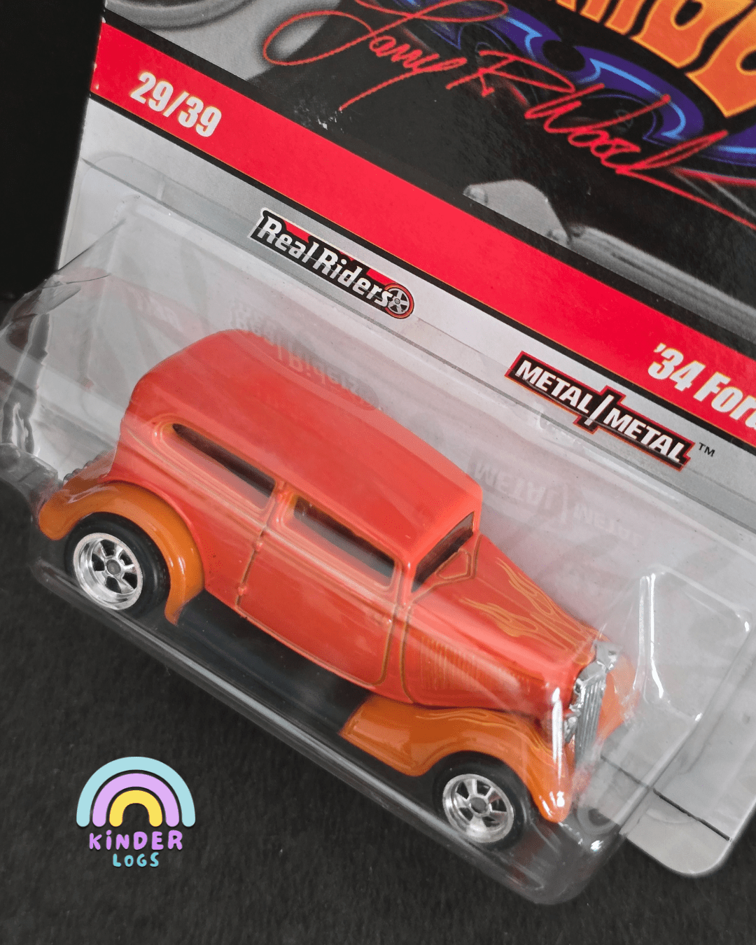 Hot Wheels 1934 Ford Sedan - Larry's Garage 29/39 (Orange) - Kinder Logs