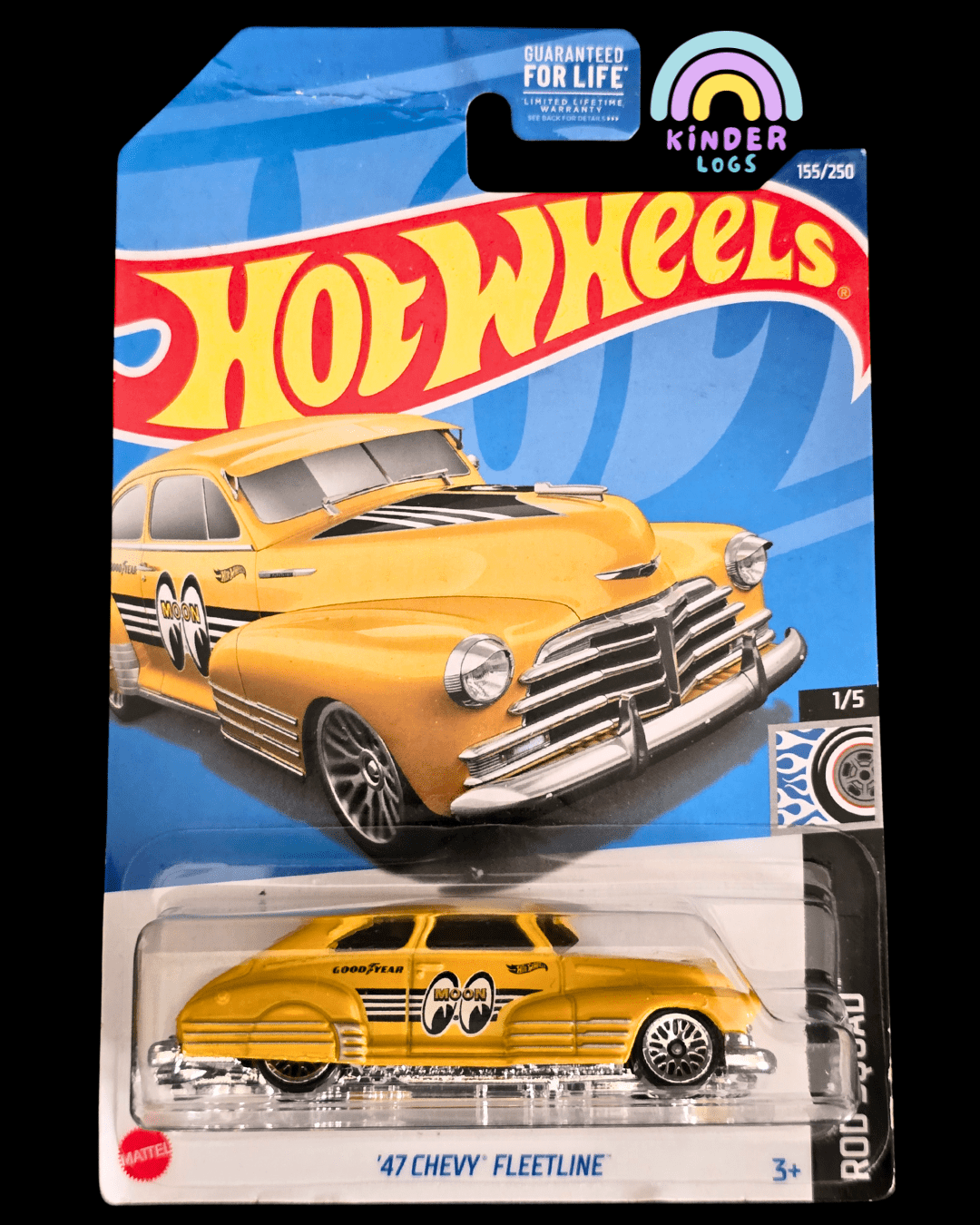 Hot Wheels 1947 Chevy Fleetline Moon Eyes - Yellow (Imported) - Kinder Logs