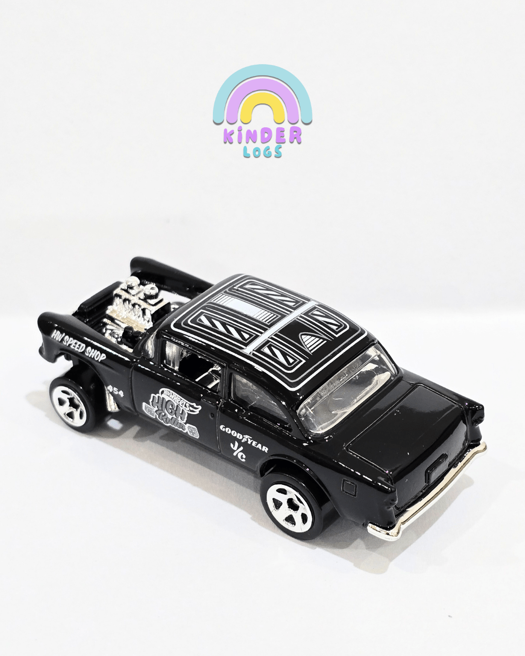 Hot Wheels 1955 Chevy Bel Air Gasser - Black (Uncarded) - Kinder Logs