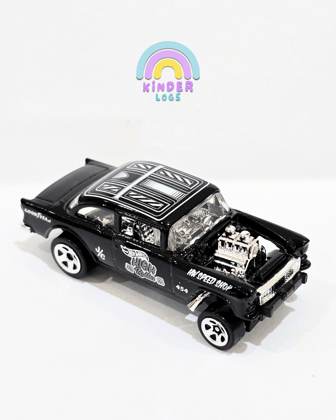 Hot Wheels 1955 Chevy Bel Air Gasser - Black (Uncarded) - Kinder Logs