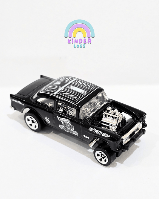 Hot Wheels 1955 Chevy Bel Air Gasser - Black (Uncarded) - Kinder Logs