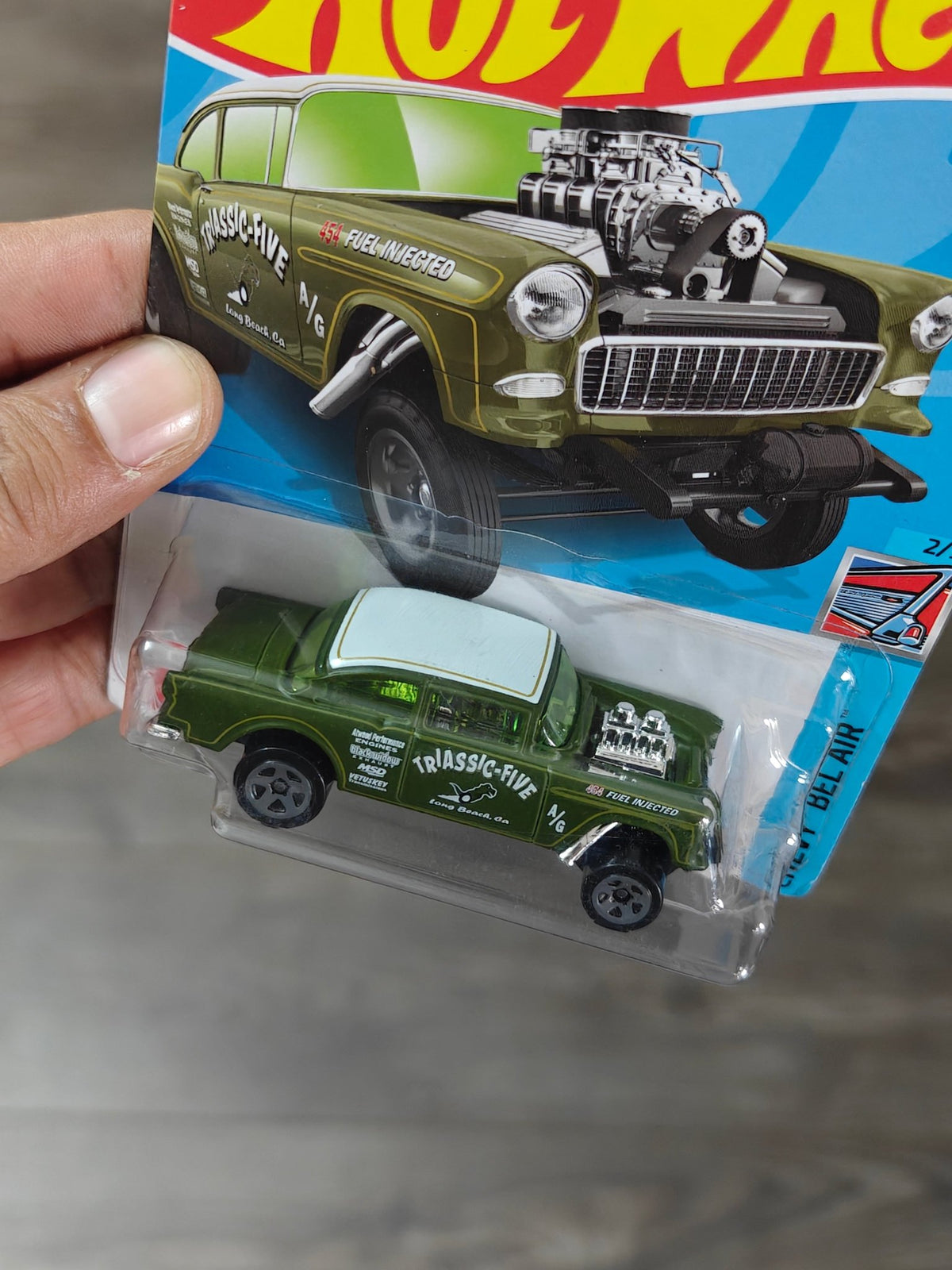Hot Wheels 1955 Chevy Bel Air Gasser - Green (Imported) - Kinder Logs