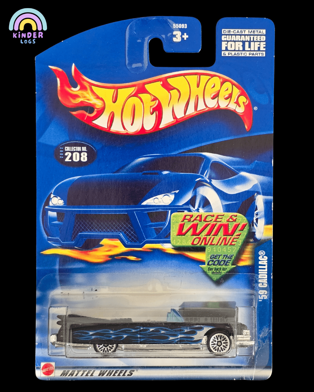 Hot Wheels 1959 Cadillac - Collector No. 208 (Taped Blister) - Kinder Logs