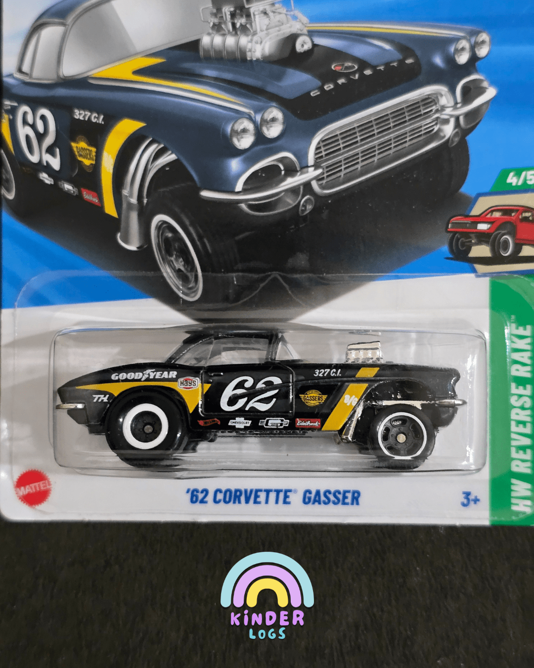 Hot Wheels 1962 Corvette Gasser Super Treasure Hunt (STH) - Kinder Logs