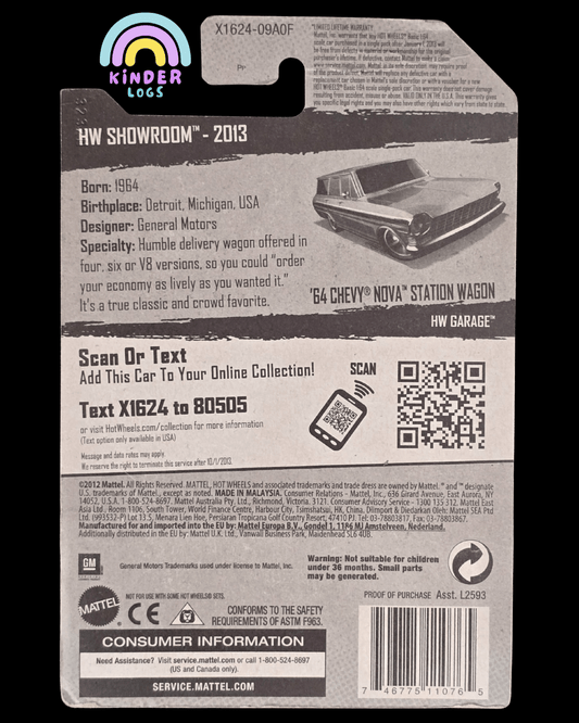 Hot Wheels 1964 Chevy Nova Station Wagon (2012 Imported Card) - Kinder Logs