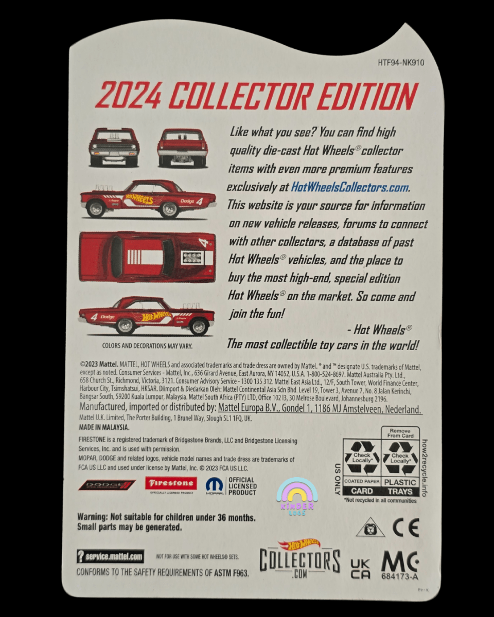 Hot Wheels 1965 Dodge Coronet - 2024 Collector Edition - Kinder Logs