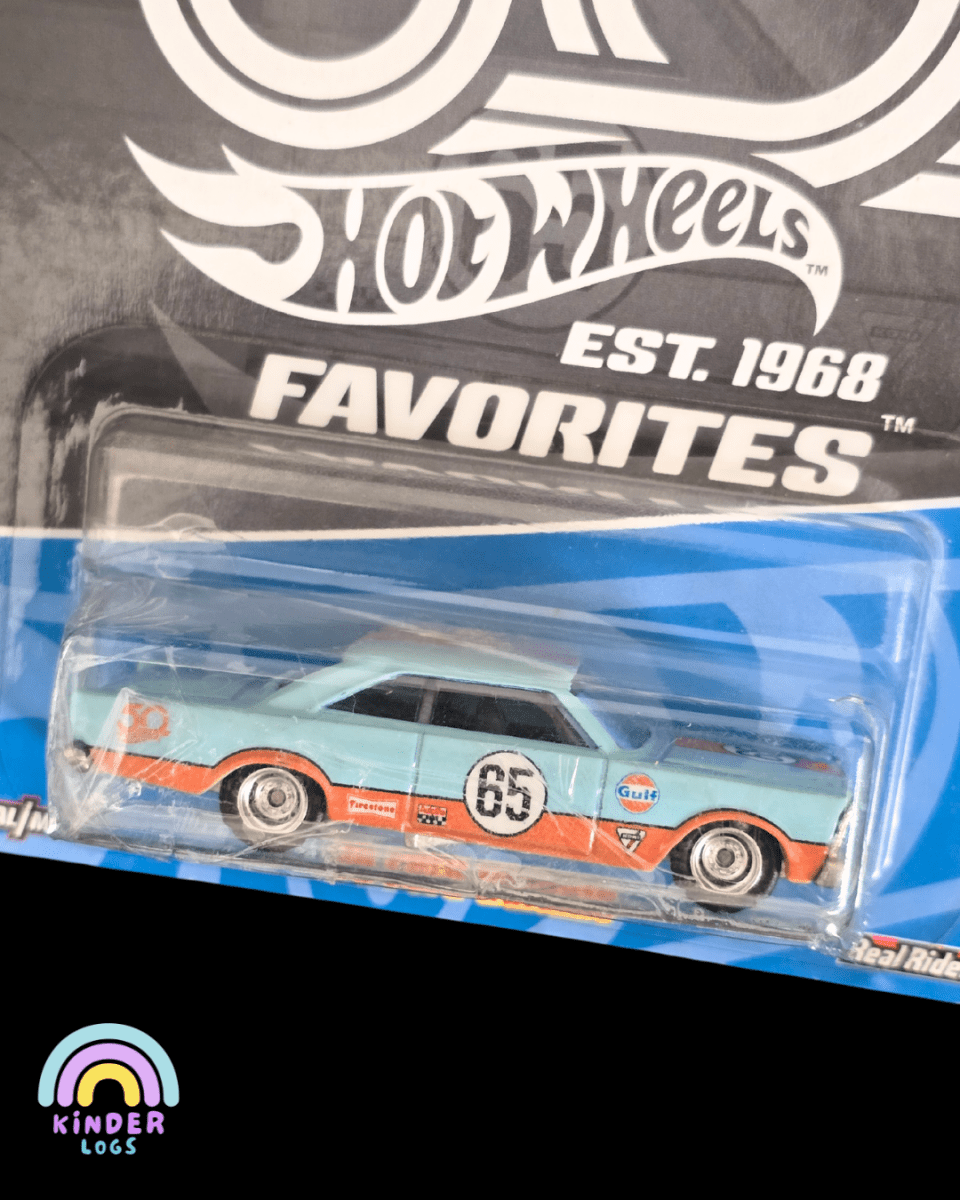 Hot Wheels 1965 Ford Galaxie Gulf Edition (Taped Blister) - Kinder Logs