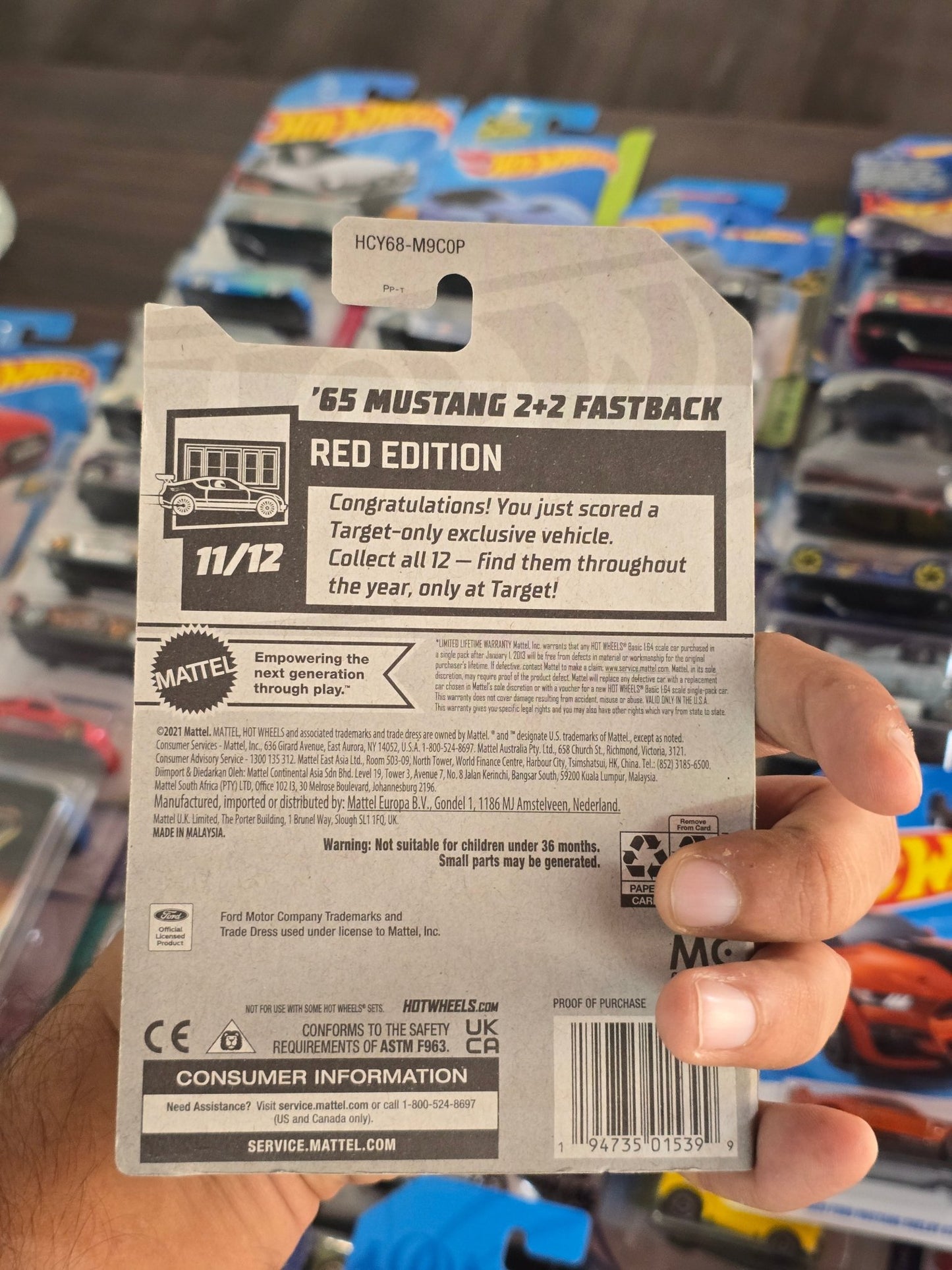 Hot Wheels 1965 Ford Mustang 2+2 Fastback RED Edition (Imported) - Kinder Logs