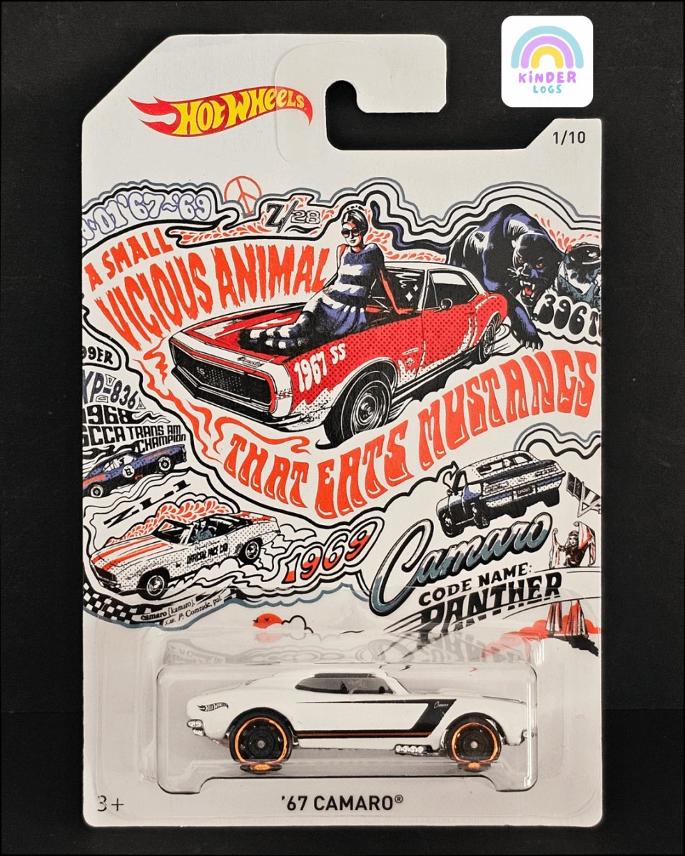 Hot Wheels 1967 Chevrolet Camaro - White Card Series - Kinder Logs