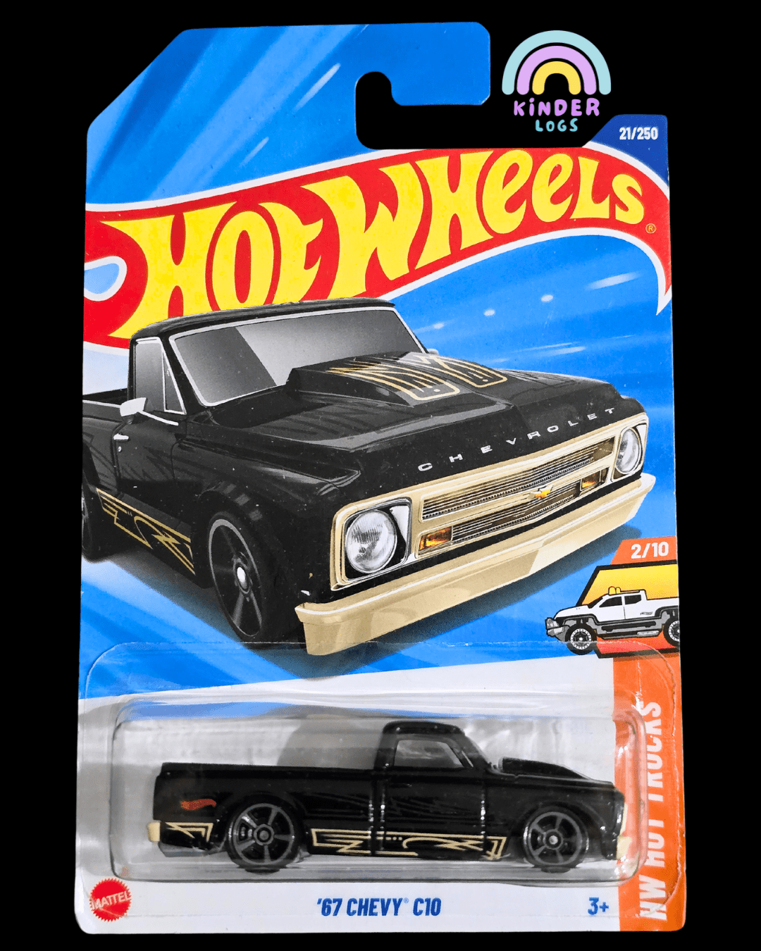 Hot Wheels 1967 Chevy C10 - Black (Imported) - Kinder Logs