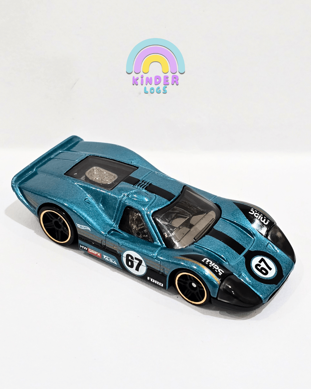 Hot Wheels 1967 Ford GT40 MKIV - New Teal Color (Uncarded) - Kinder Logs