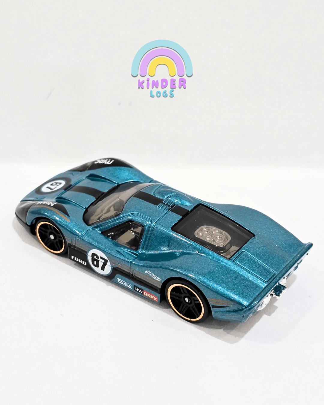 Hot Wheels 1967 Ford GT40 MKIV - New Teal Color (Uncarded) - Kinder Logs