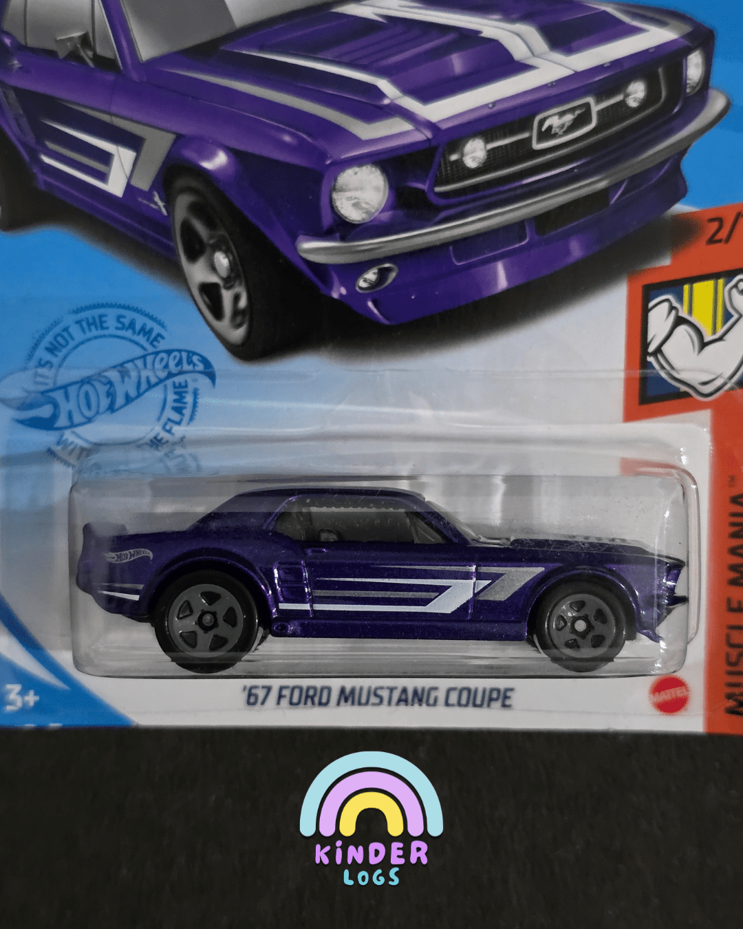 Hot Wheels 1967 Ford Mustang Coupe - Purple (Imported) - Kinder Logs