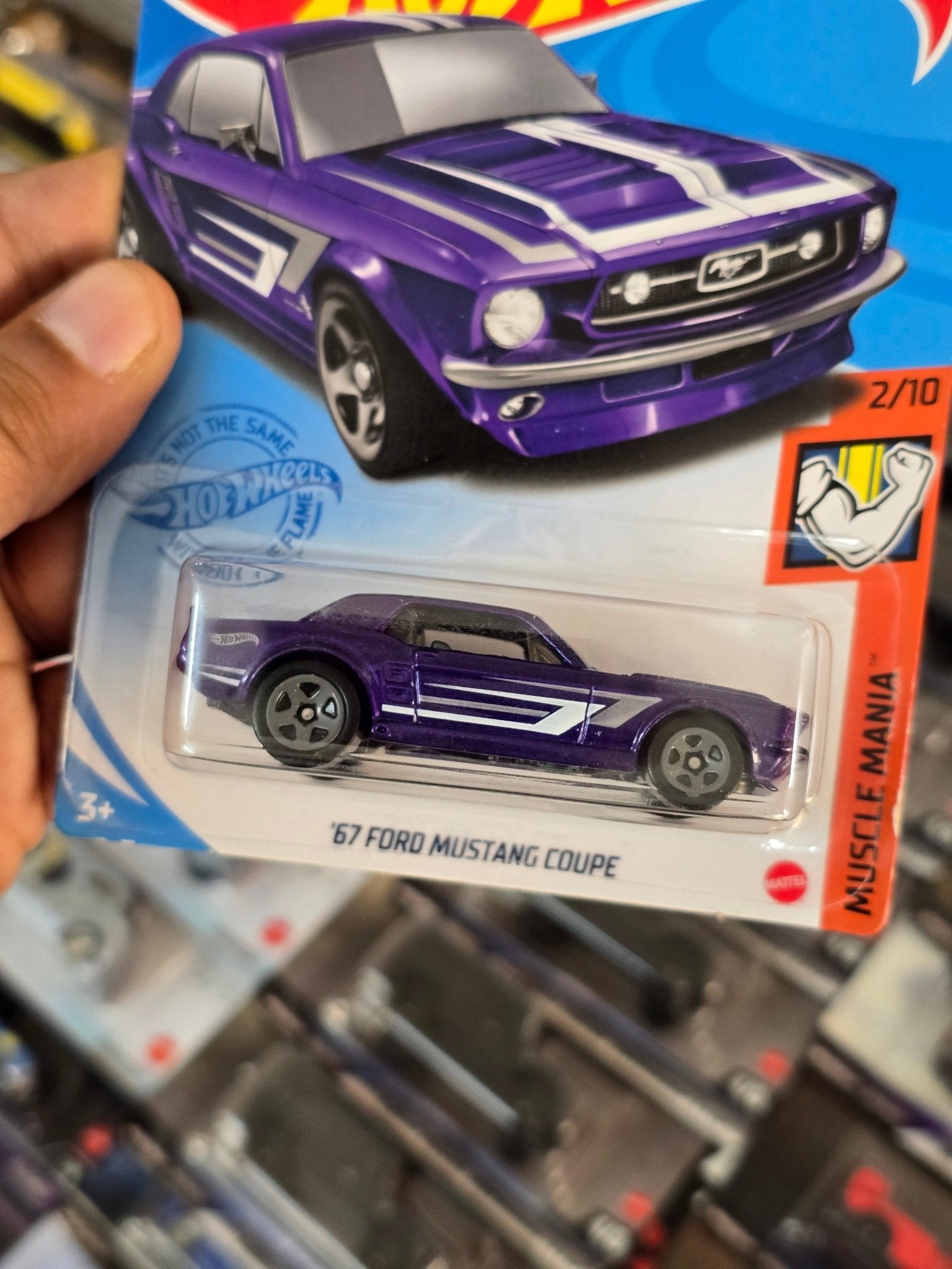 Hot Wheels 1967 Ford Mustang Coupe - Purple (Imported) - Kinder Logs