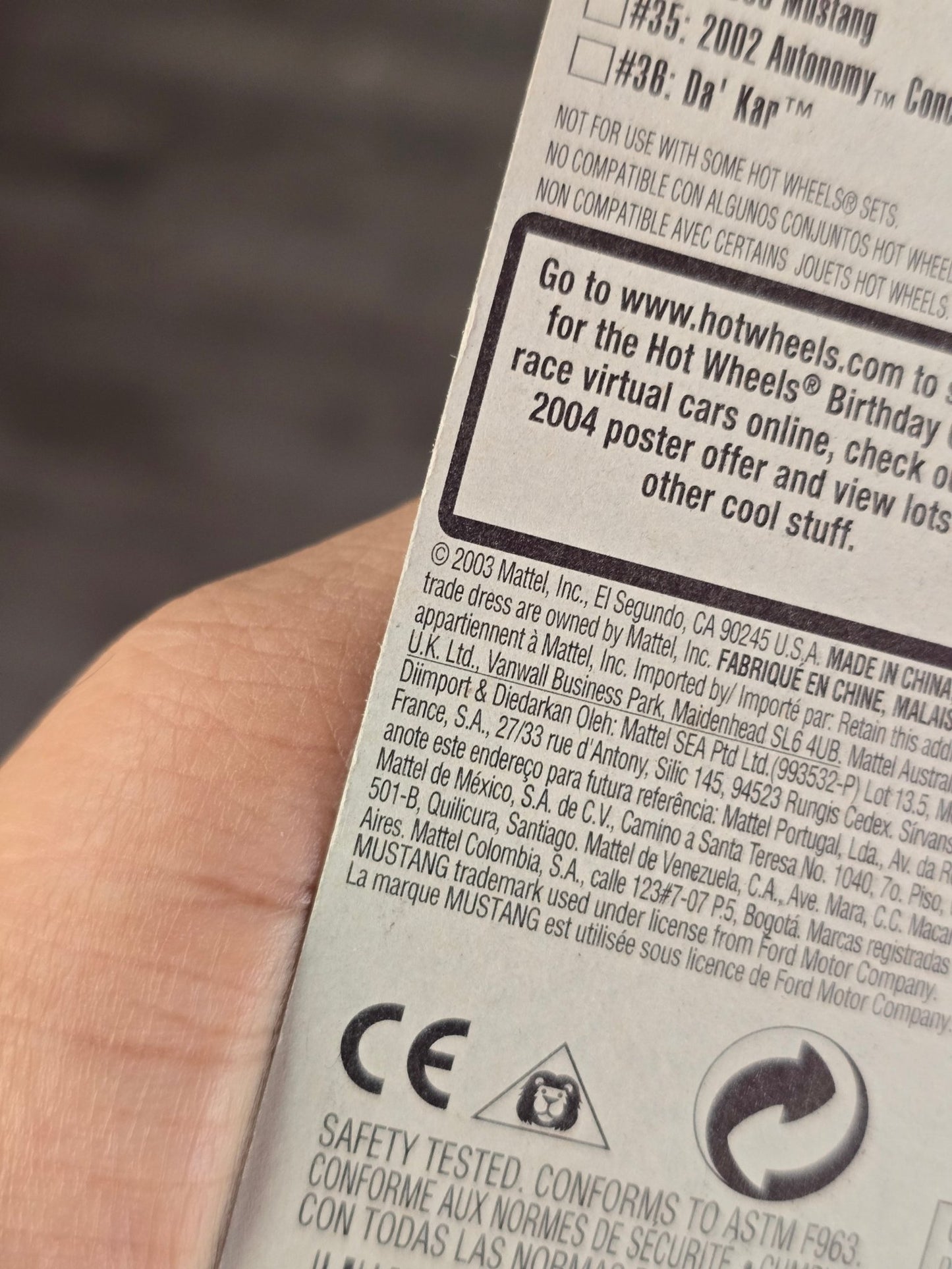 Hot Wheels 1968 Ford Mustang - 2003 First Editions (2003 Imported) - Kinder Logs