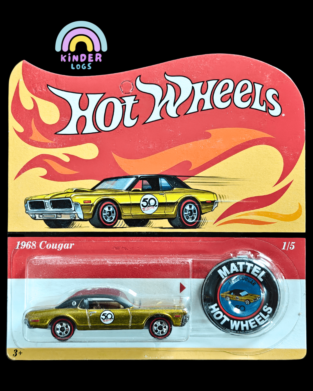 Hot Wheels 1968 Mercury Cougar - 50th Anniversary Special (Imported - 2017 Card) - Kinder Logs