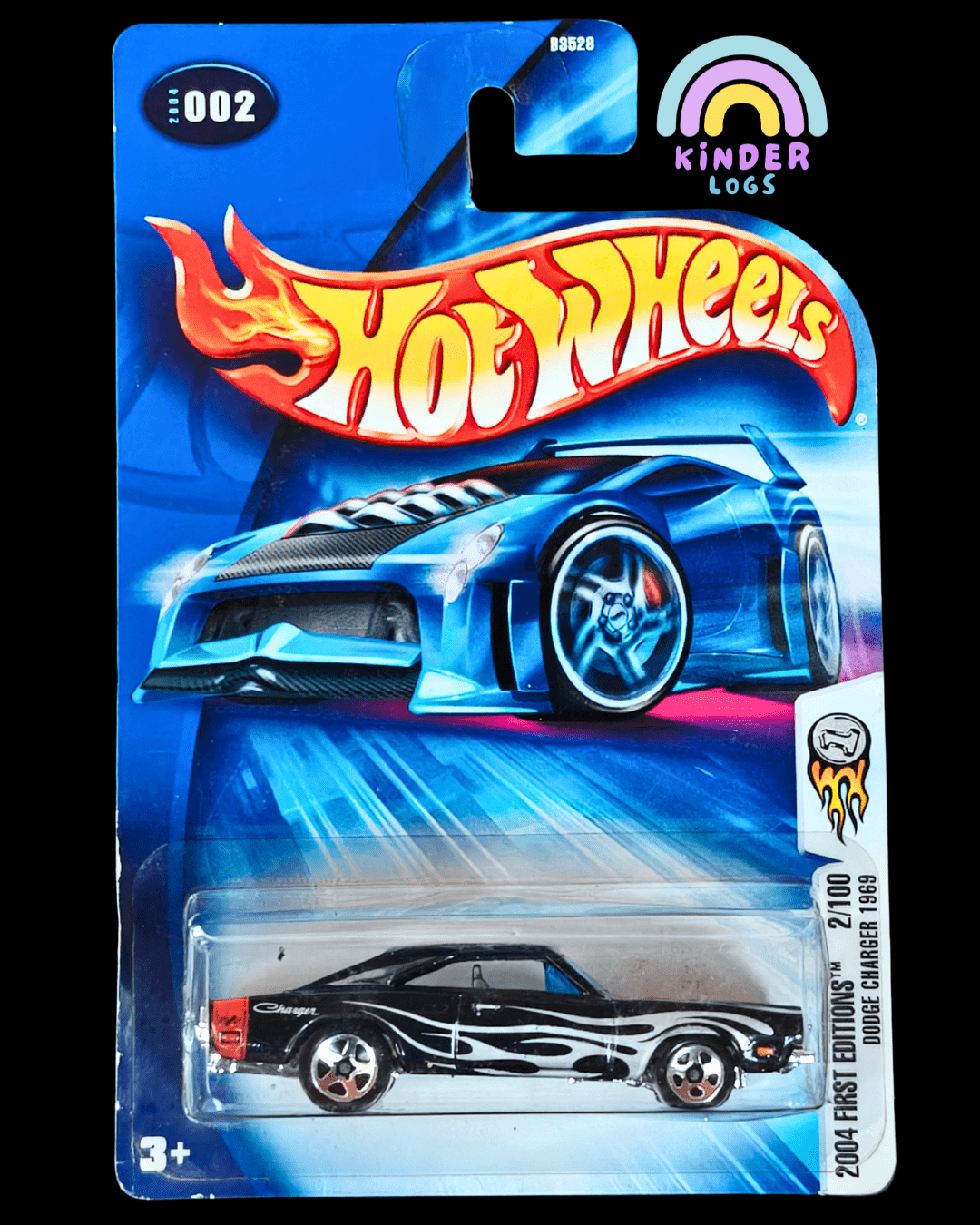 Hot Wheels 1969 Dodge Charger - Collector No. 002 - Kinder Logs