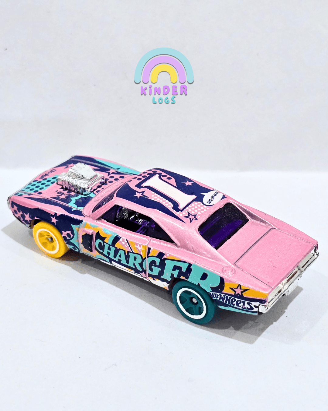 Hot Wheels 1970 Dodge Charger R/T - Pink (Used Car) - Kinder Logs